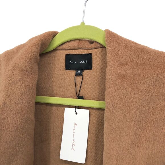 NEW Line & Dot Linda Fringe Coat Wool Blend Open Front Camel Womens XS - Picture 4 of 5